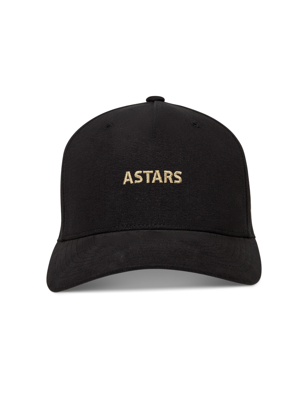Alpinestars County Canvas, casquette noire en tissu oxford avec logo ASTARS brodé doré et visière courbée