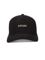 Alpinestars County Canvas, casquette noire en tissu oxford avec logo ASTARS brodé doré et visière courbée