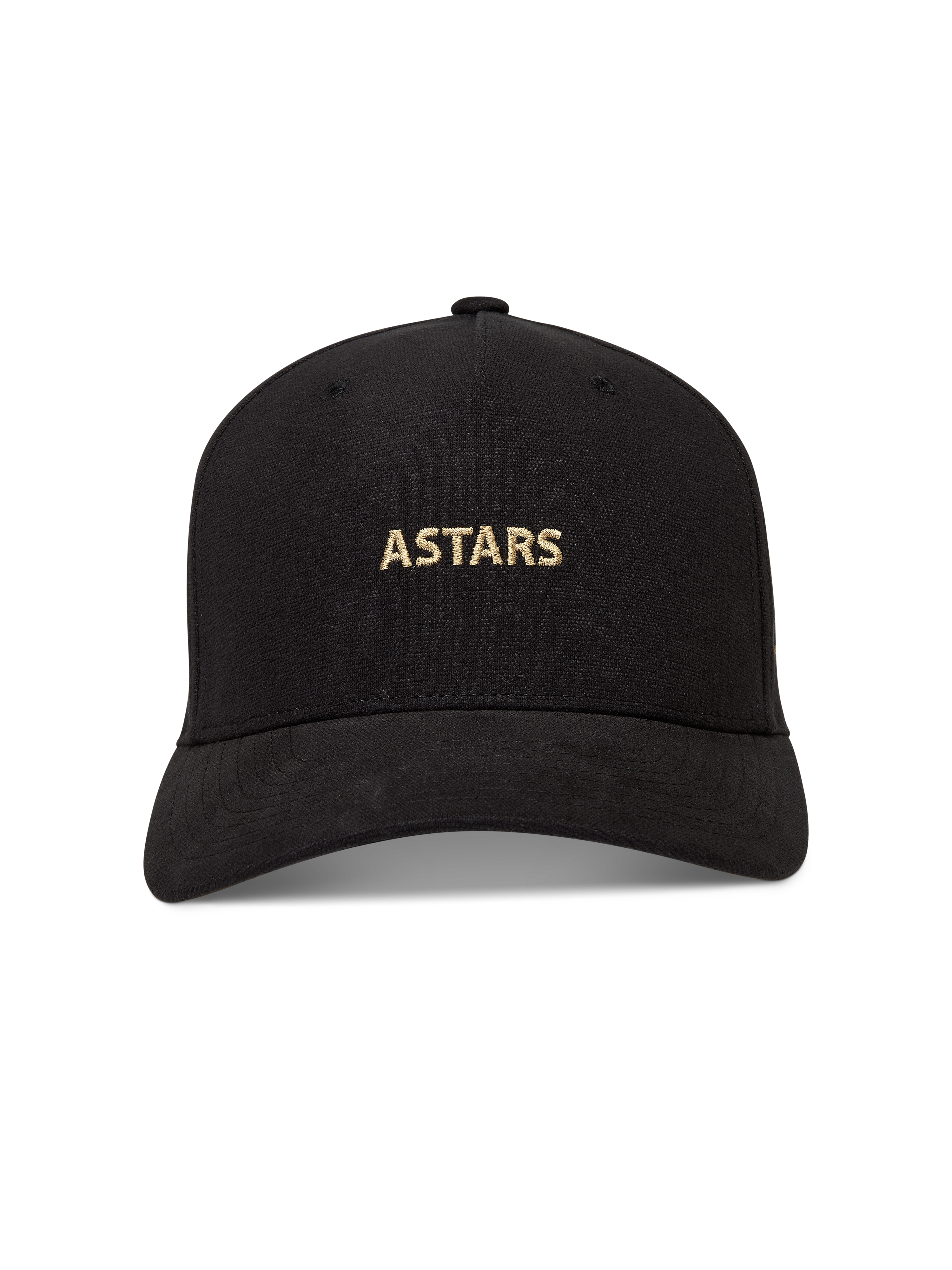 Alpinestars County Canvas, casquette noire en tissu oxford avec logo ASTARS brodé doré et visière courbée
