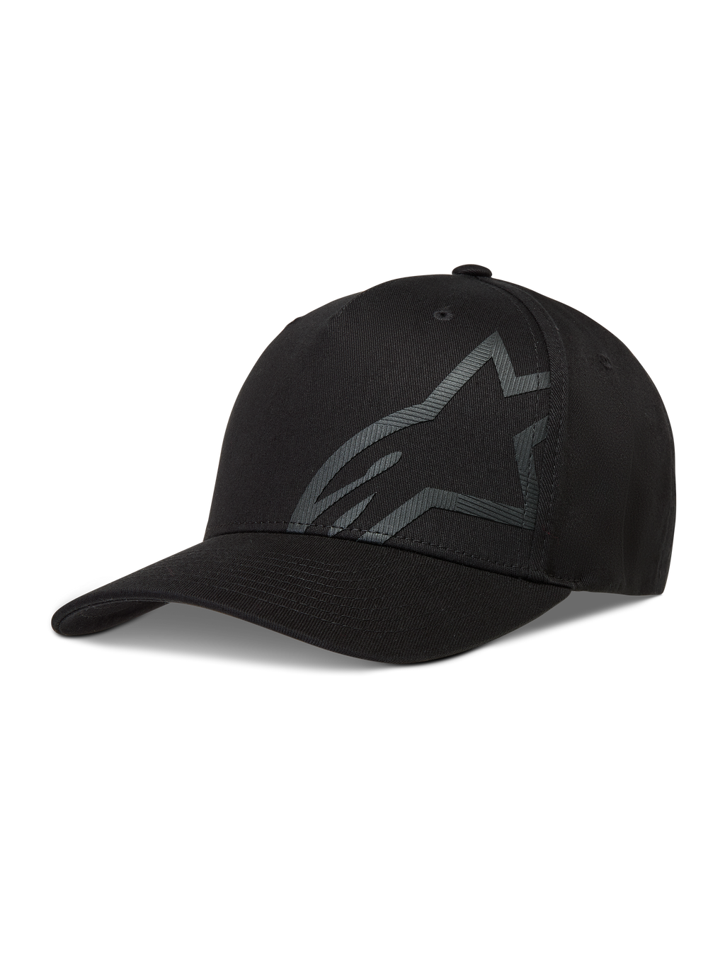 Alpinestars Maze Casquette, casquette de sport noire en sergé, logo Astars texturé, visière incurvée et dos flexible.