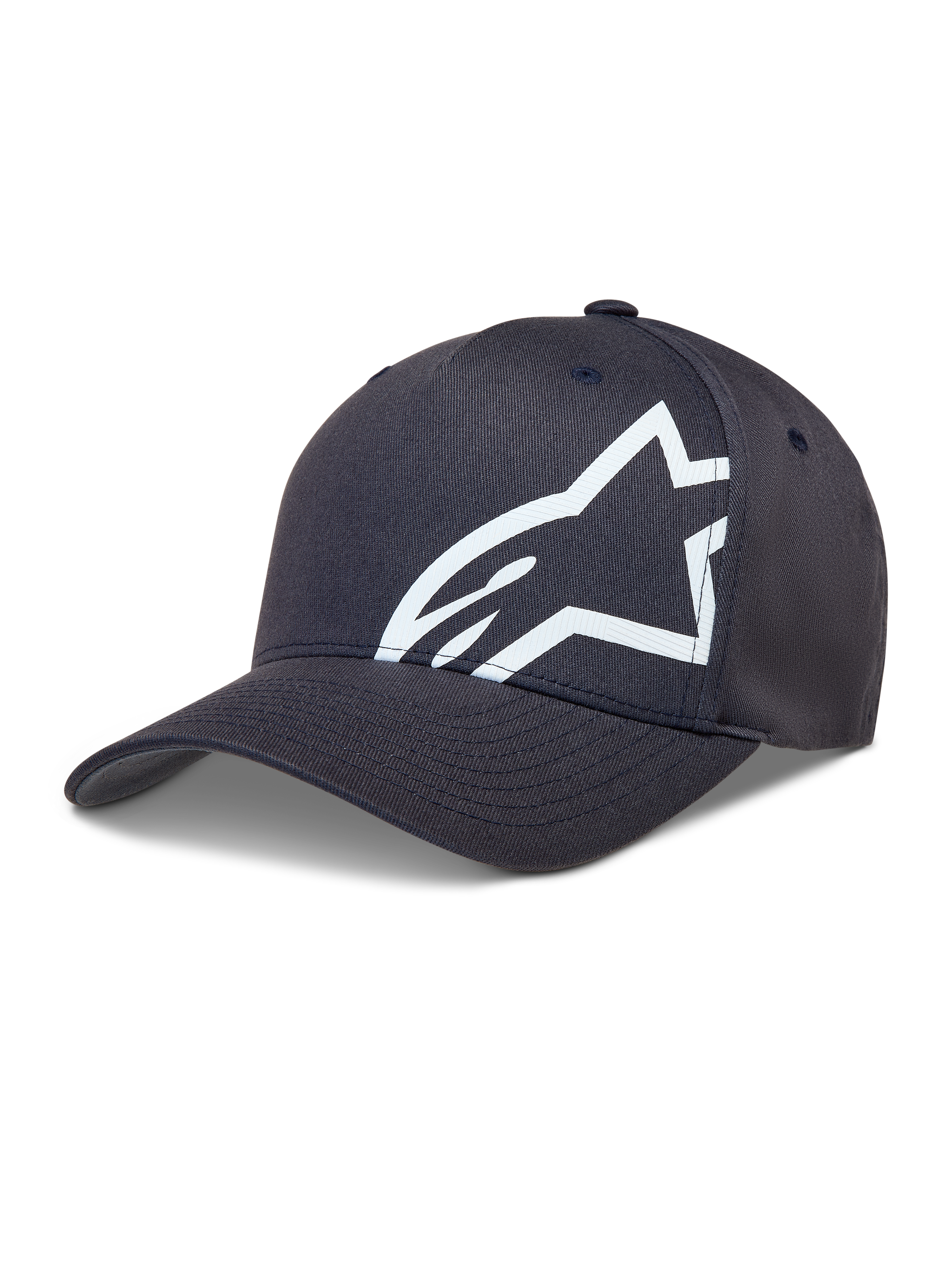 Alpinestars Maze hoed, donkergrijze sportpet voor sportswear, grijs en wit, gebogen klep en groot wit Astars-logo.