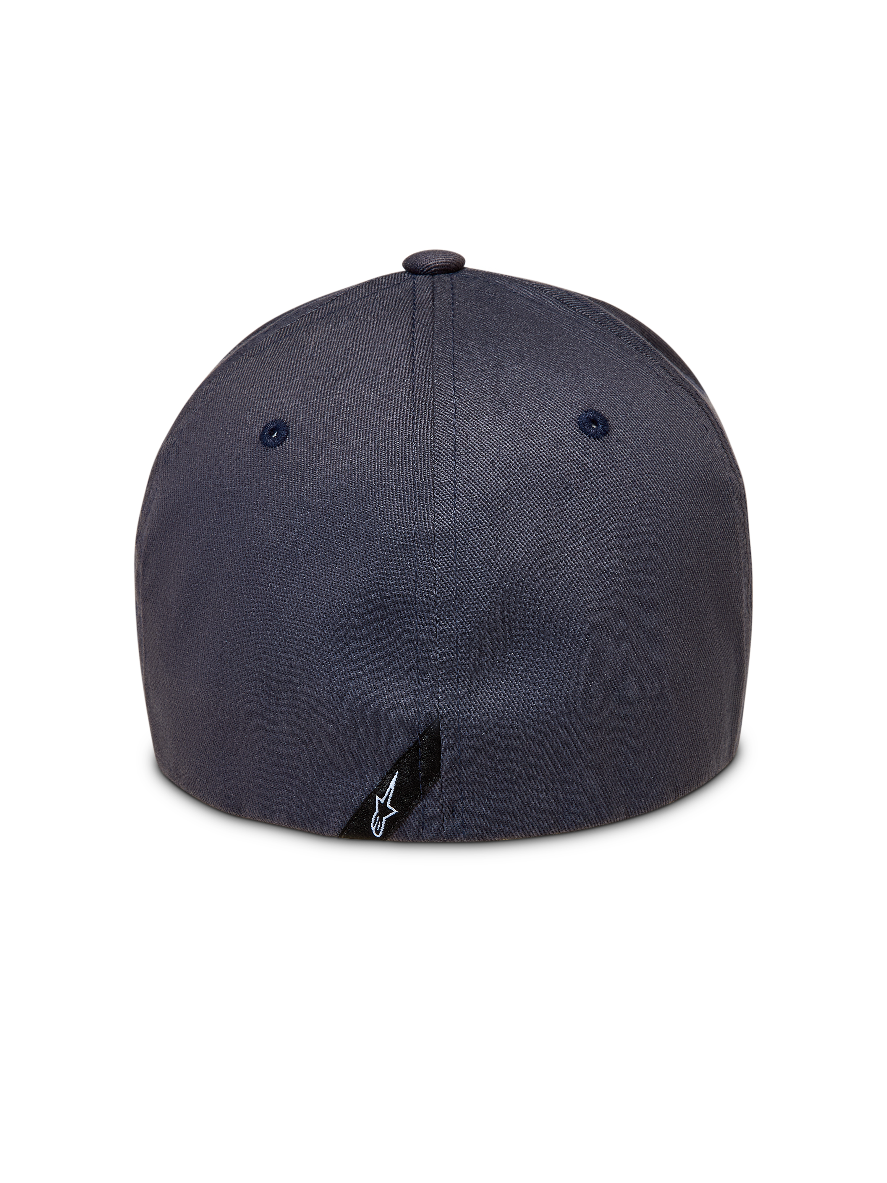 Alpinestars Maze hoed, donkergrijze sportswear pet van keperstof met flexibele achterkant, achteraanzicht met Astars logo.
