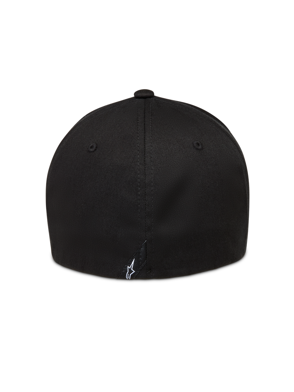 Alpinestars Arclight, casquette sportswear noire à dos flexible, vue de dos avec petit logo Astars blanc brodé