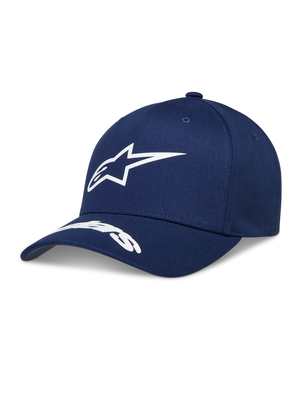 Alpinestars Arclight, casquette sportswear bleu marine, logo blanc en relief, visière incurvée et couronne structurée