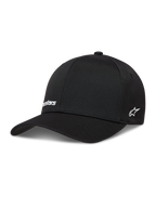Alpinestars Points casquette, casquette de sportswear noire en nylon tactel avec logos blancs imprimés HD et dos flexible