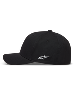 Alpinestars Points, casquette sportswear noire en nylon tactel avec logo HD blanc et visière incurvée