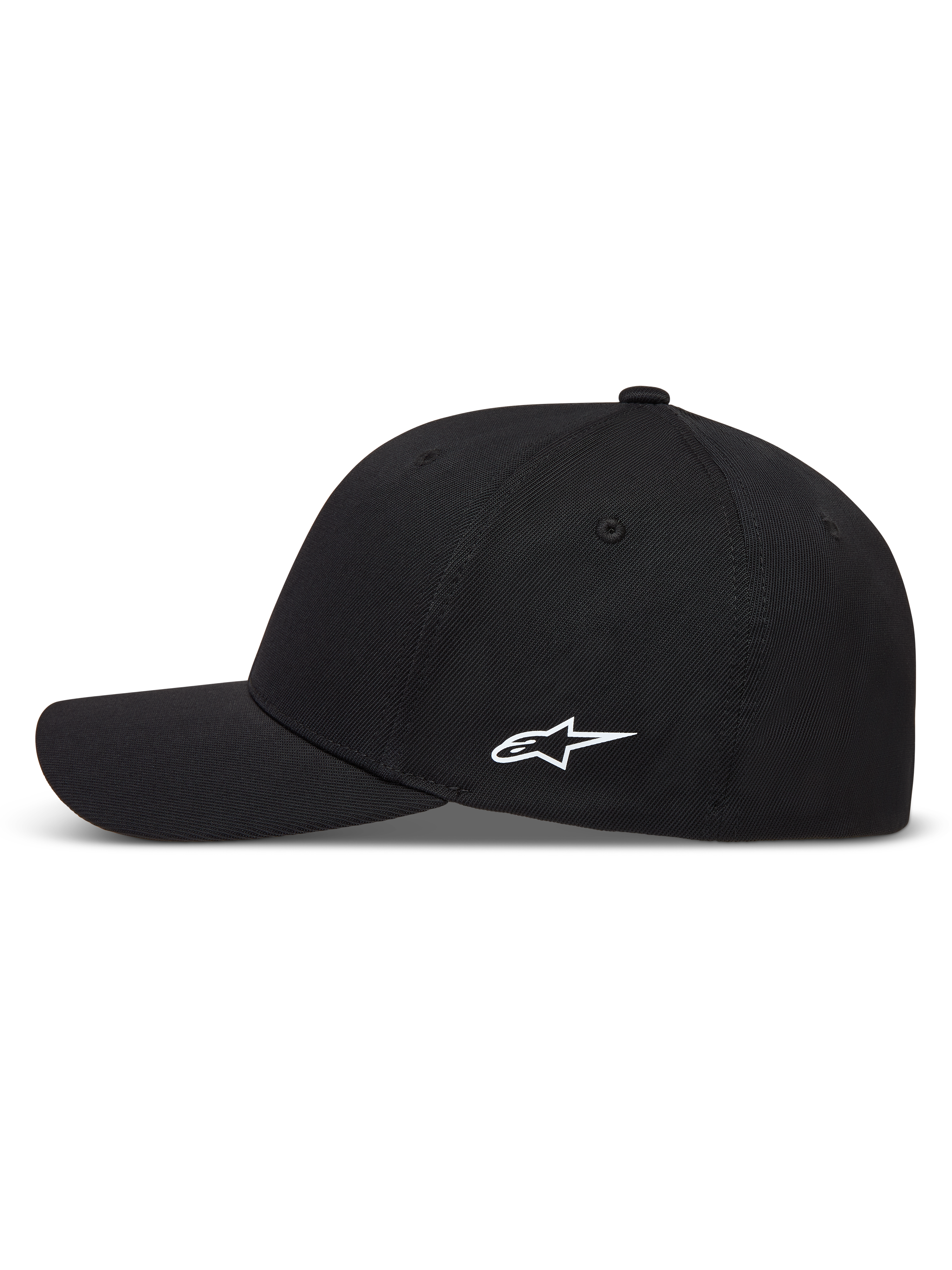 Alpinestars Points, casquette sportswear noire en nylon tactel avec logo HD blanc et visière incurvée