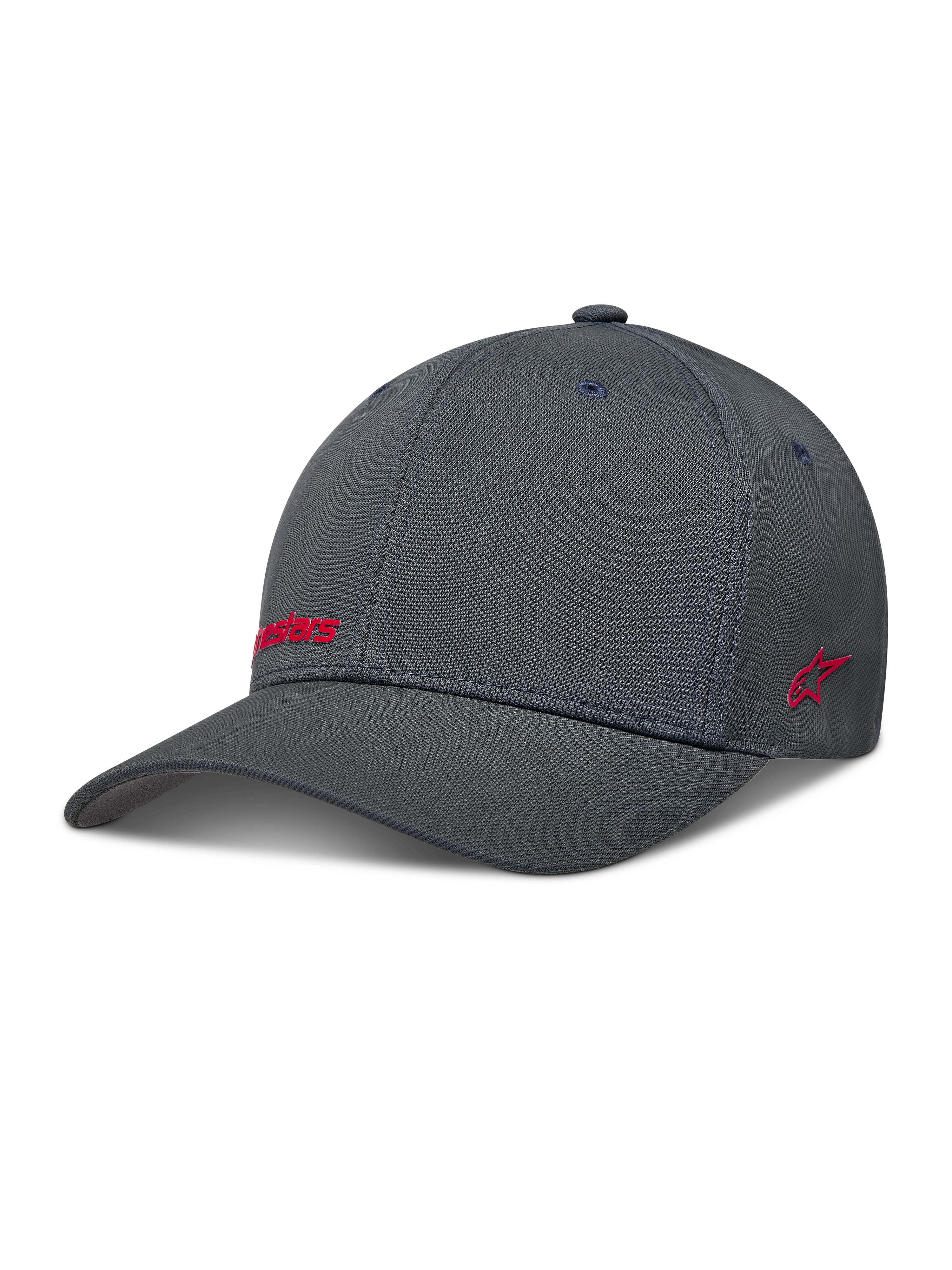Alpinestars Points Casquette, casquette sportswear gris foncé en nylon tactel avec logos rouges imprimés HD