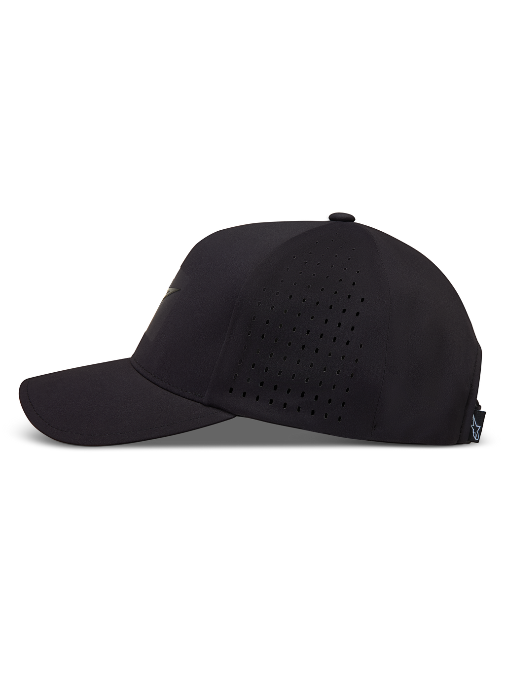 Alpinestars Algo Perf Adjustable, casquette de sportswear noire avec visière courbée et panneaux latéraux perforés