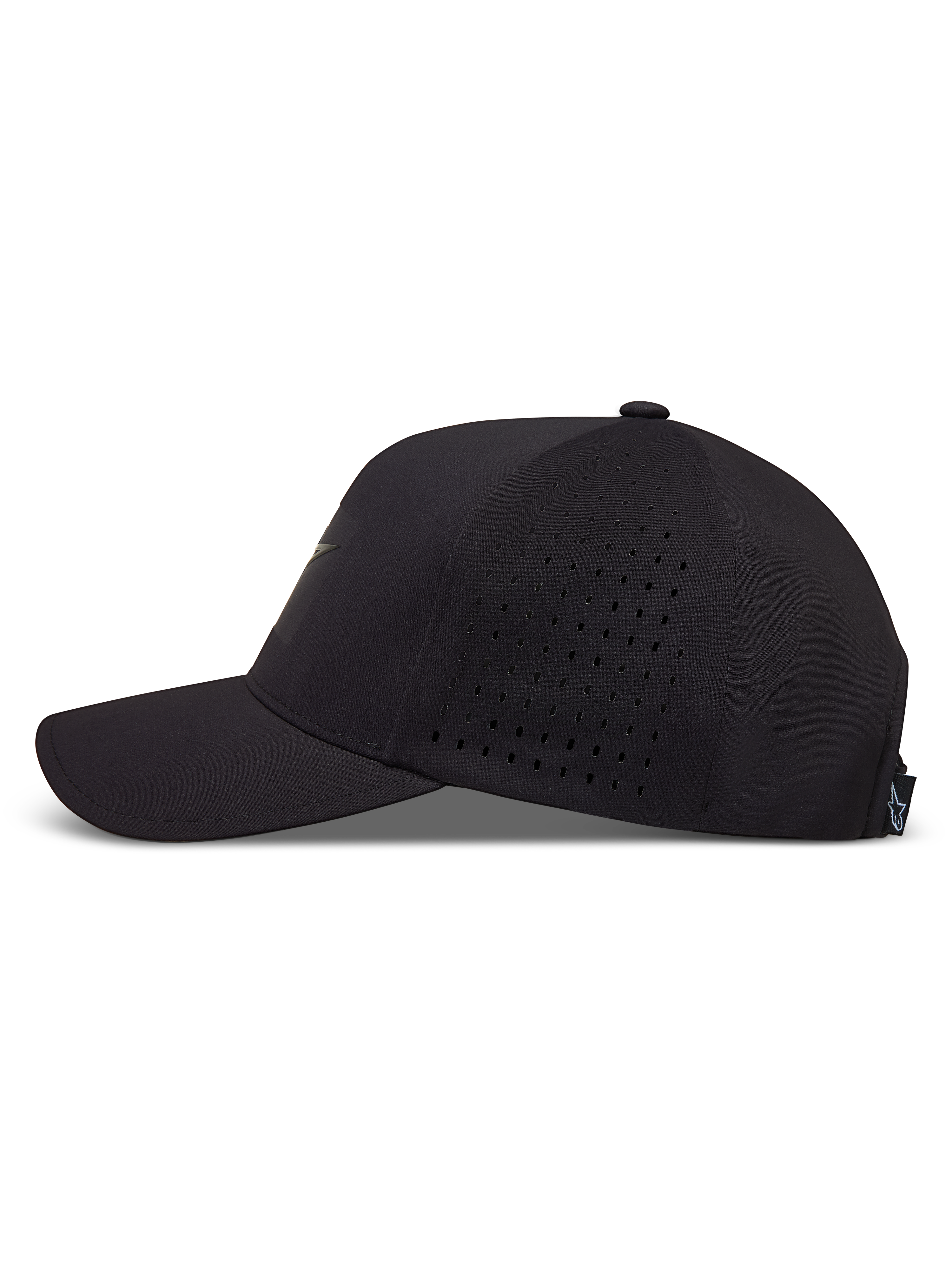 Alpinestars Algo Perf Adjustable, casquette de sportswear noire avec visière courbée et panneaux latéraux perforés