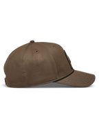 Alpinestars Acme Snapback, casquette de sportswear marron avec visière courbée, couronne structurée et bordure en corde noire