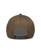 Alpinestars Acme Snapback, casquette de sportswear marron en sergé, vue de dos avec fermeture à pression et étiquette logo.