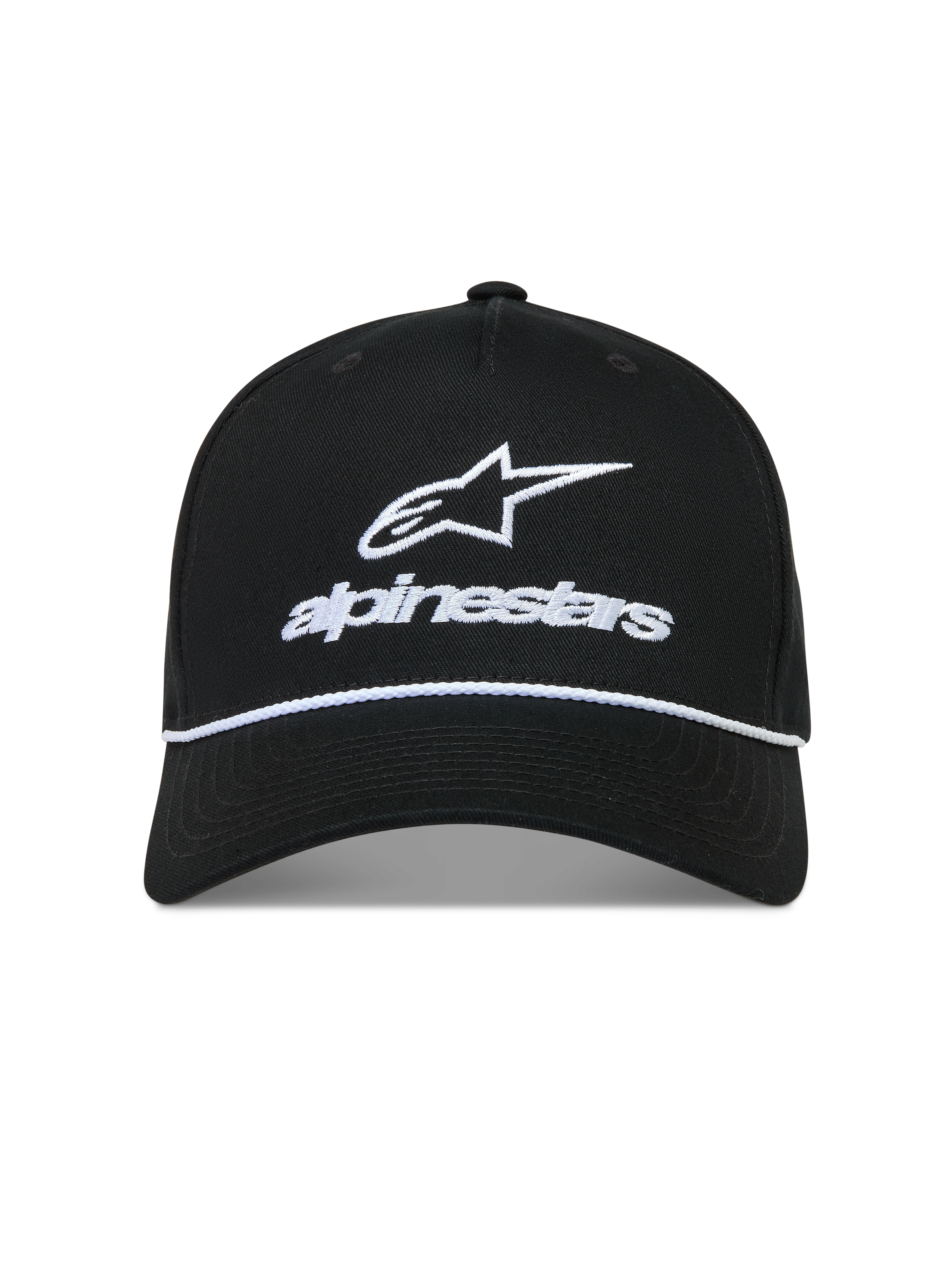 Alpinestars Combo Logo Snapback, casquette sportswear noire avec logo blanc brodé et détail de cordelette