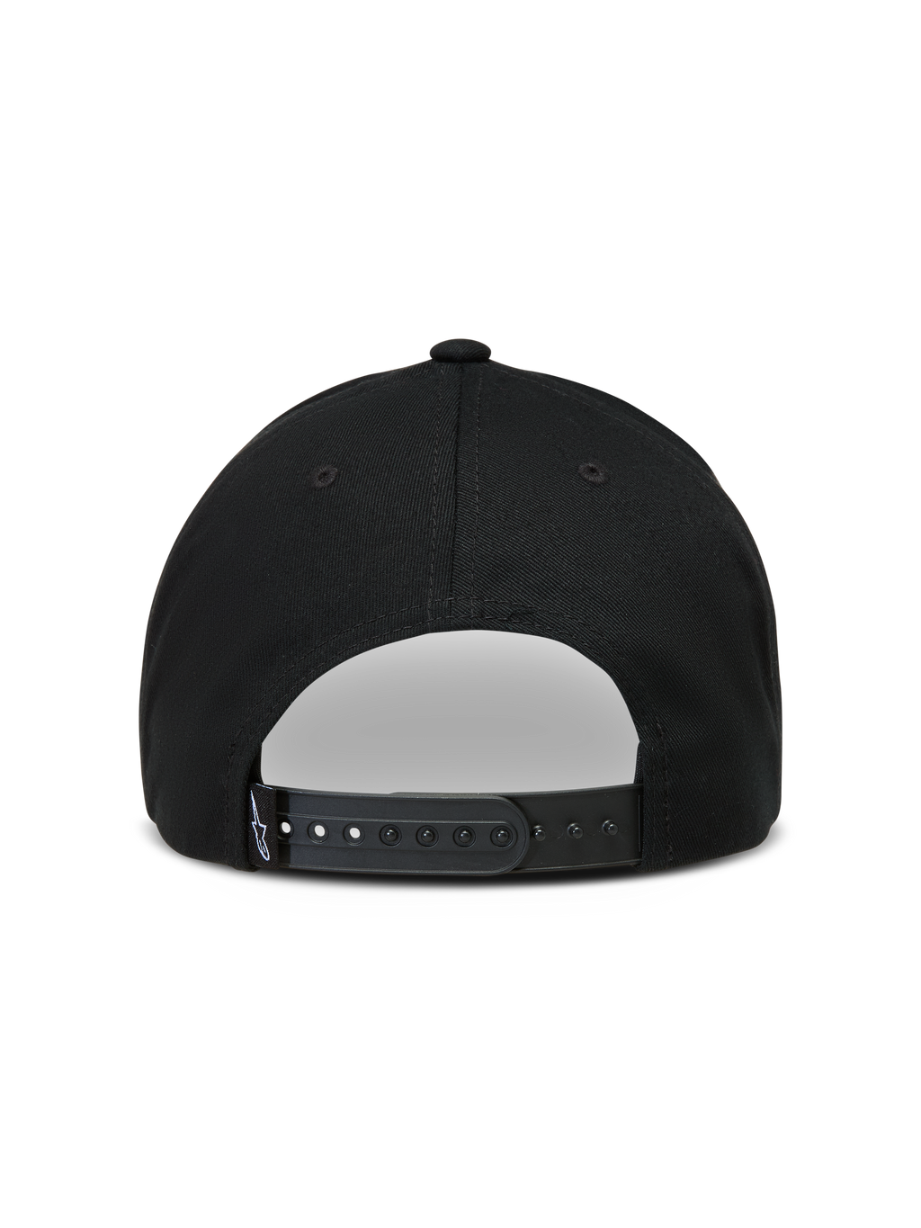Alpinestars Combo Logo Snapback Casquette, casquette sportswear noire, vue arrière avec fermeture à pression réglable et étiquette logo tissée.