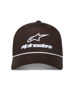 Alpinestars Combo Logo Snapback, casquette sportswear marron, logo brodé blanc et détail de corde sur la visière courbée