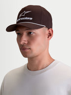 Alpinestars Casquette Combo Logo Snapback, casquette de sportswear pour homme, marron avec logo Astars brodé blanc et détail de cordelette, visière courbée et couronne structurée, style motorsport décontracté