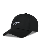Alpinestars Dylan Dad Casquette, casquette de sportswear noire en sergé avec logo Astars blanc et visière courbée.