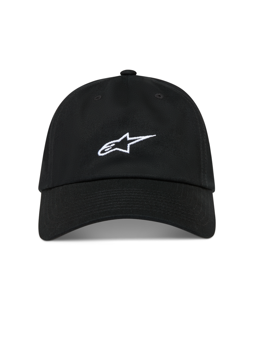 Alpinestars Dylan Dad, casquette de sportswear noire en sergé de coton, logo Astars blanc et visière courbée
