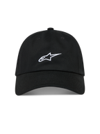 Alpinestars Dylan Dad, casquette de sportswear noire en sergé de coton, logo Astars blanc et visière courbée