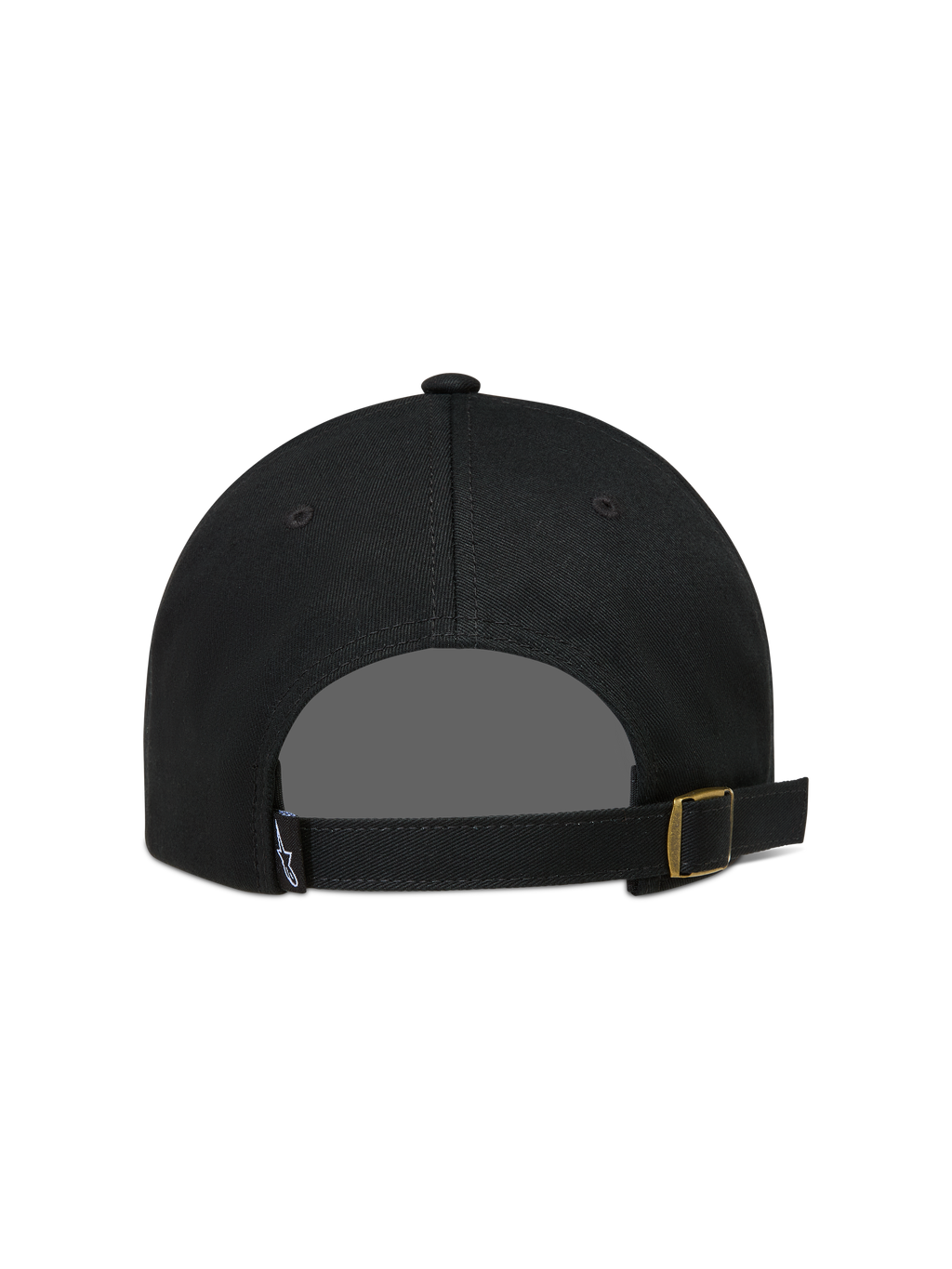 Alpinestars Dylan Dad, casquette de sportswear en sergé noir, vue de dos avec sangle ajustable et boucle métallique