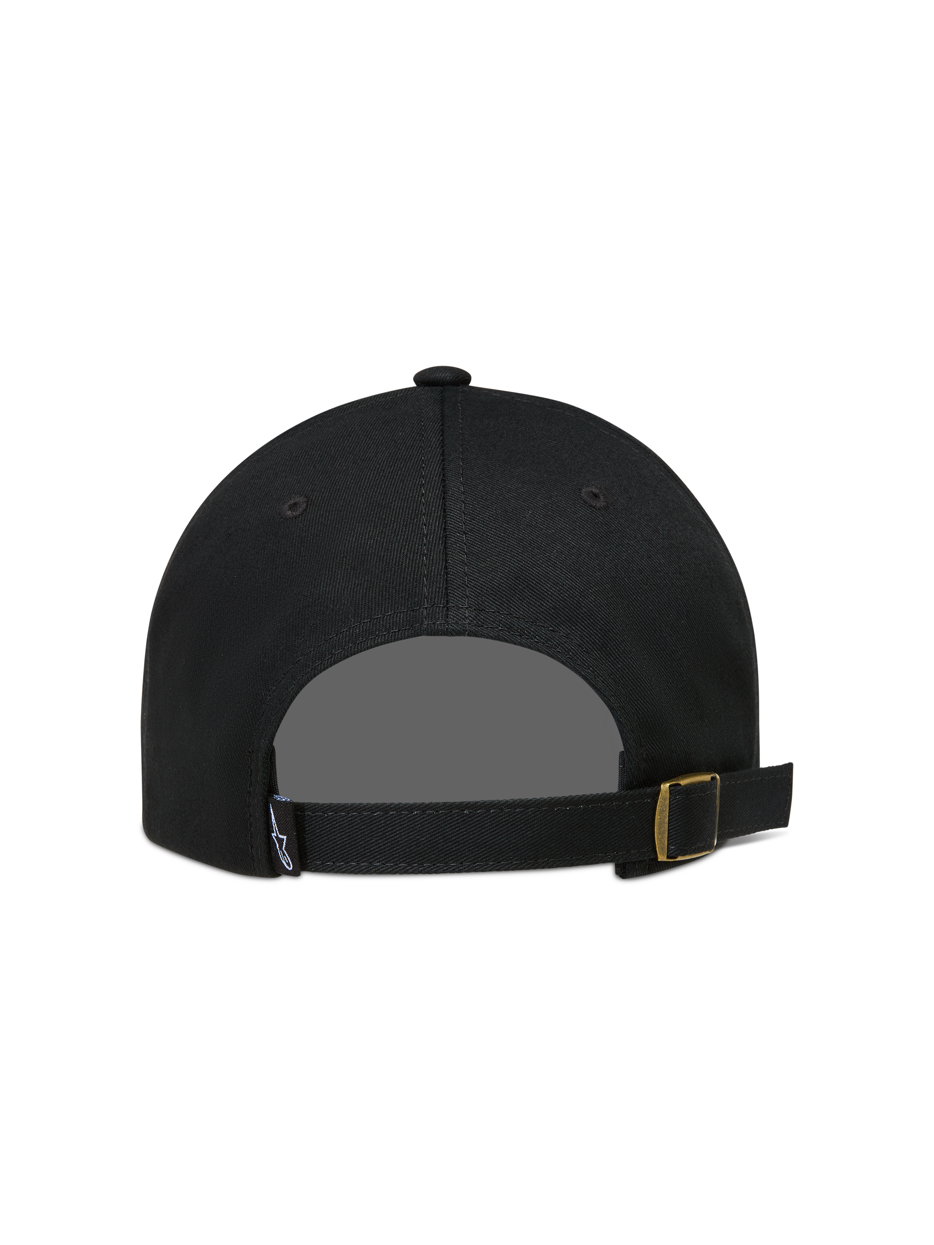 Alpinestars Dylan Dad, casquette de sportswear en sergé noir, vue de dos avec sangle ajustable et boucle métallique