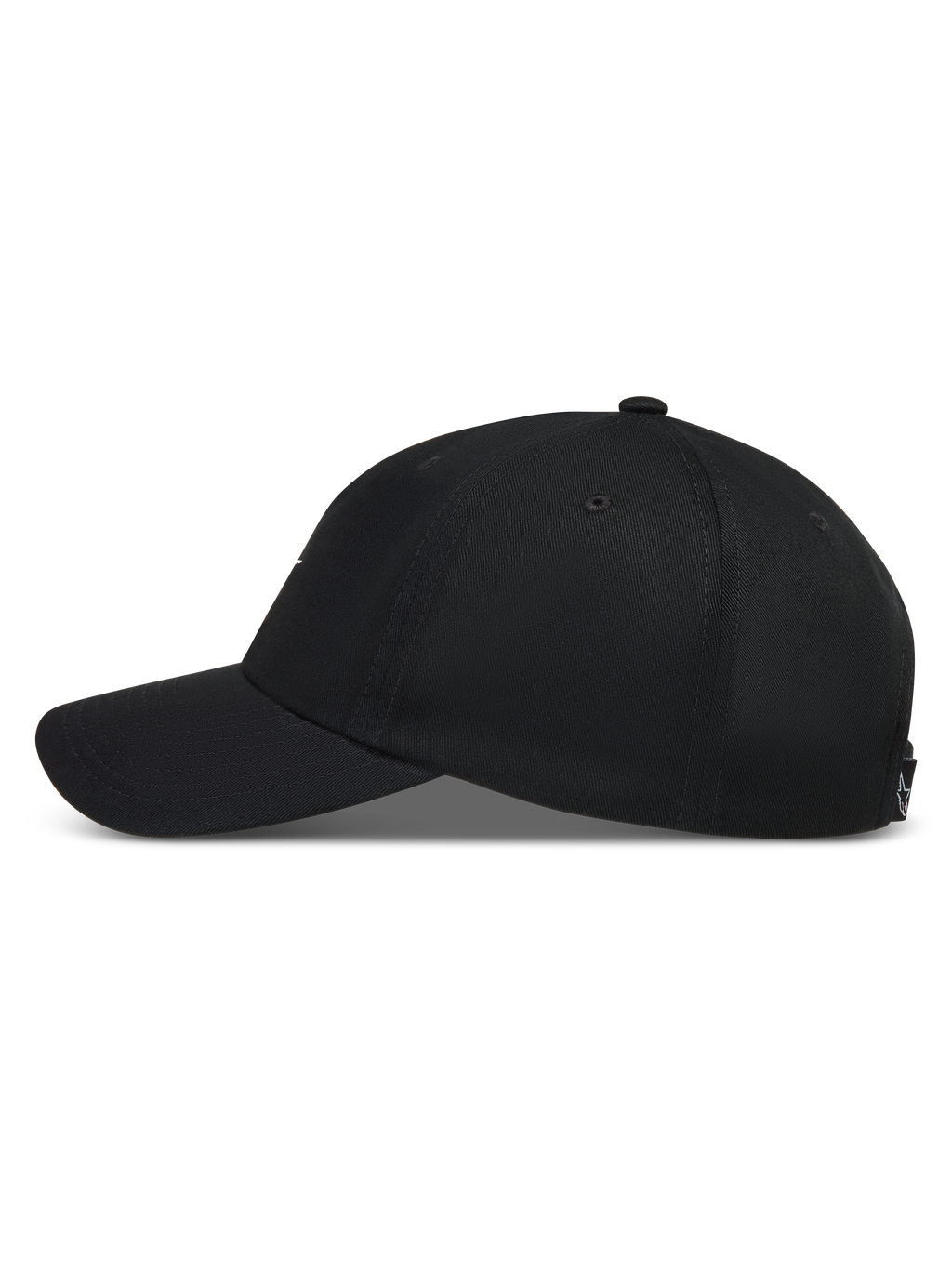 Alpinestars Dylan Dad, casquette de sportswear noire, visière courbée, couronne non structurée en sergé, vue de profil