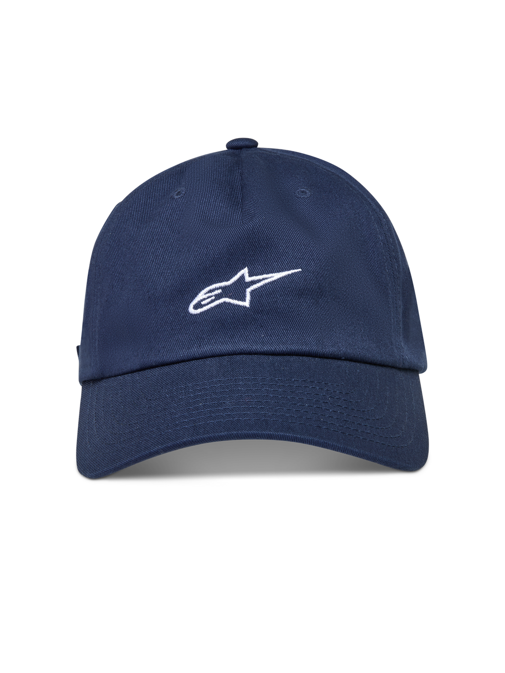 Alpinestars Dylan Dad, casquette de sportswear bleu marine avec visière courbée et logo Astars blanc brodé à l'avant.