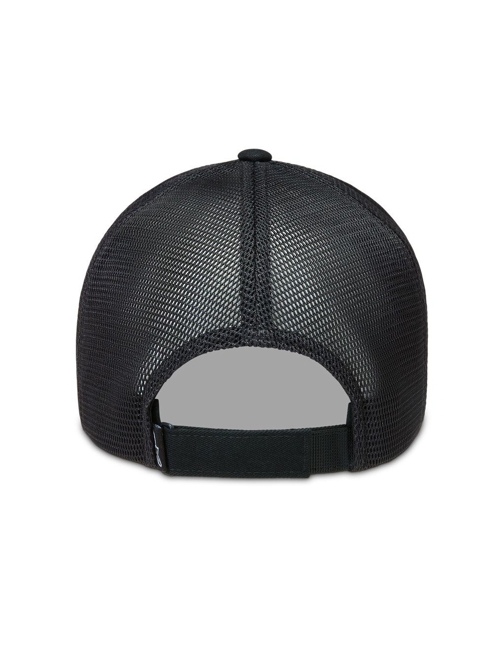 Alpinestars Augment Trucker, casquette trucker noire vue de dos, maille diamant en polyester et fermeture réglable, style sportswear