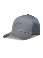 Alpinestars Augment Trucker Casquette, casquette de sportswear grise avec visière incurvée et arrière en maille diamant