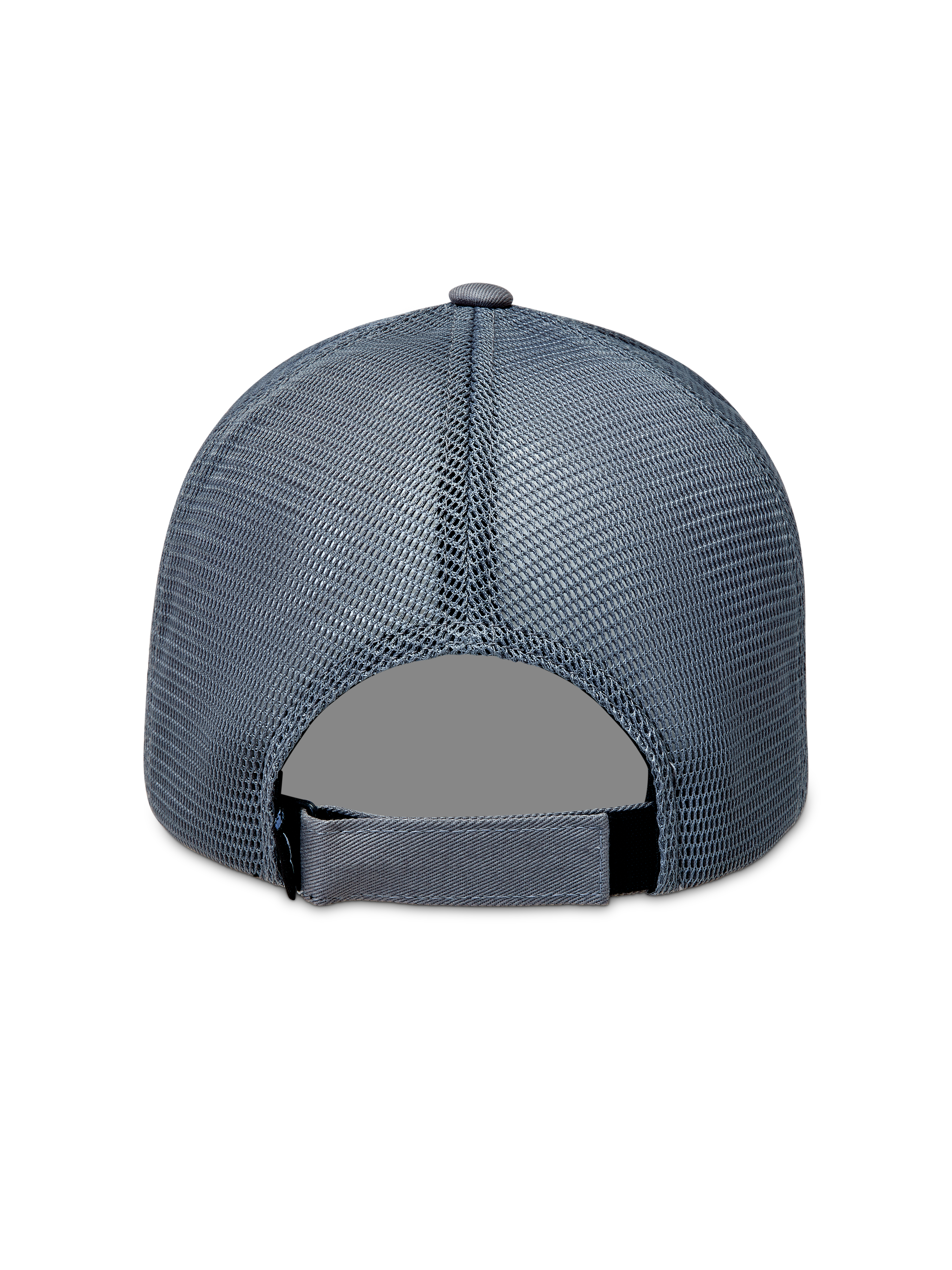 Alpinestars Augment, casquette trucker grise de sportswear, vue de dos avec maille diamant respirante et fermeture réglable.