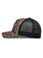 Alpinestars Thicket Realtree Trucker pet, camo en zwart, met een gebogen klep en gestructureerde mesh achterkant, sportswear.