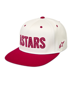 Alpinestars Stadium Snapback, casquette sportswear à visière plate, blanc cassé et rouge avec logo Astars appliqué à l'avant