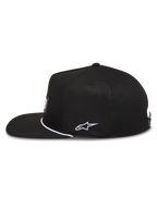Alpinestars Label Snapback Casquette, casquette de sportswear noire et blanche, visière plate et couronne structurée en sergé, logo Astars brodé sur le côté