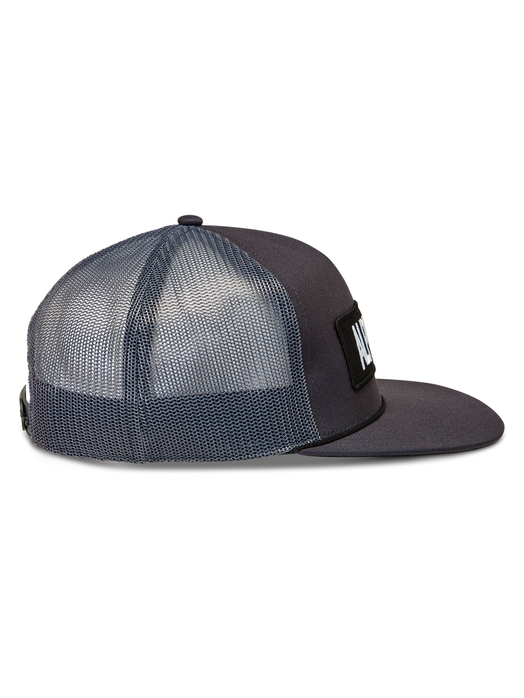 Alpinestars Ten Trucker, casquette trucker gris foncé avec arrière en maille respirante et visière plate, style sportswear.