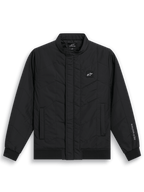 Alpinestars Precedent jas, gestept op F1-geïnspireerd sportswear jack, zwart, voorzien van een schuin stikselpatroon, lage kraag, ribmanchetten en zoom, met een kleine logopatch op de borst en borduursel op de mouw, casual motorsport-geïnspireerd ontwerp.