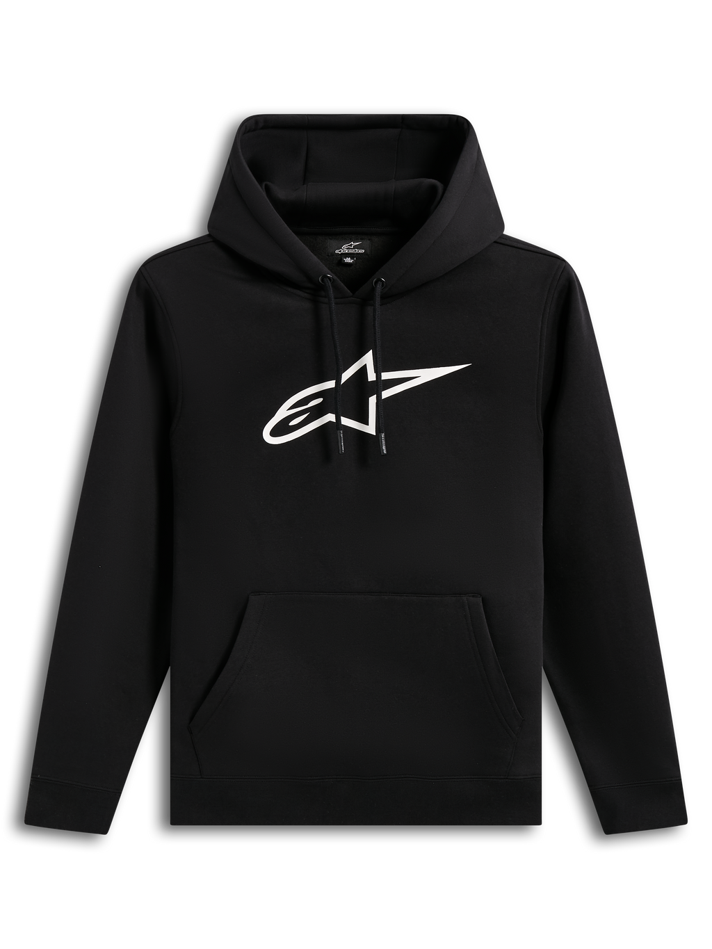 Alpinestars Ageless V3 Hoodie, sweat à capuche de sportswear noir avec logo blanc brodé et poche kangourou