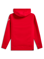 Alpinestars Linear Wordmark V3 Hoodie, achteraanzicht, effen rood, wit Ageless ster-logo op de mouw, fleece hoodie pullover met geribde manchetten en zoom, casual motorsport streetwear