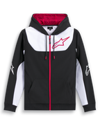 Alpinestars Sessions V3 Kapuzenpullover, Sportswear-Kapuzenjacke mit Reißverschluss, Schwarz, Weiß und Rot, mit Mesh-gefütterter Kapuze und großem Brustlogo