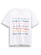Alpinestars Glyfs CSF T-Shirt, weißes Kurzarm-Sportswear-T-Shirt mit mehrfarbigem Logo-Grafikdruck auf der Vorderseite