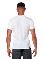 Alpinestars Elliptic CSF Tee, t-shirt à manches courtes, blanc, vue de dos sur un mannequin portant un jean gris foncé, streetwear décontracté