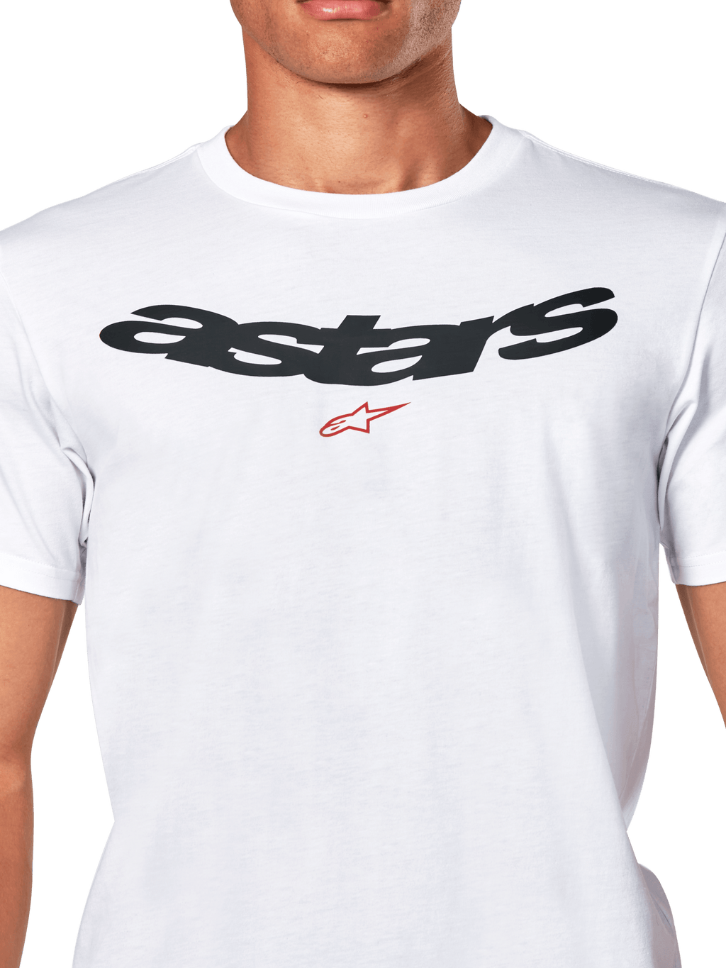 Alpinestars Elliptic CSF Tee, t-shirt à manches courtes, blanc, logo Arched Astars noir avec symbole rouge sur la poitrine, sportswear décontracté