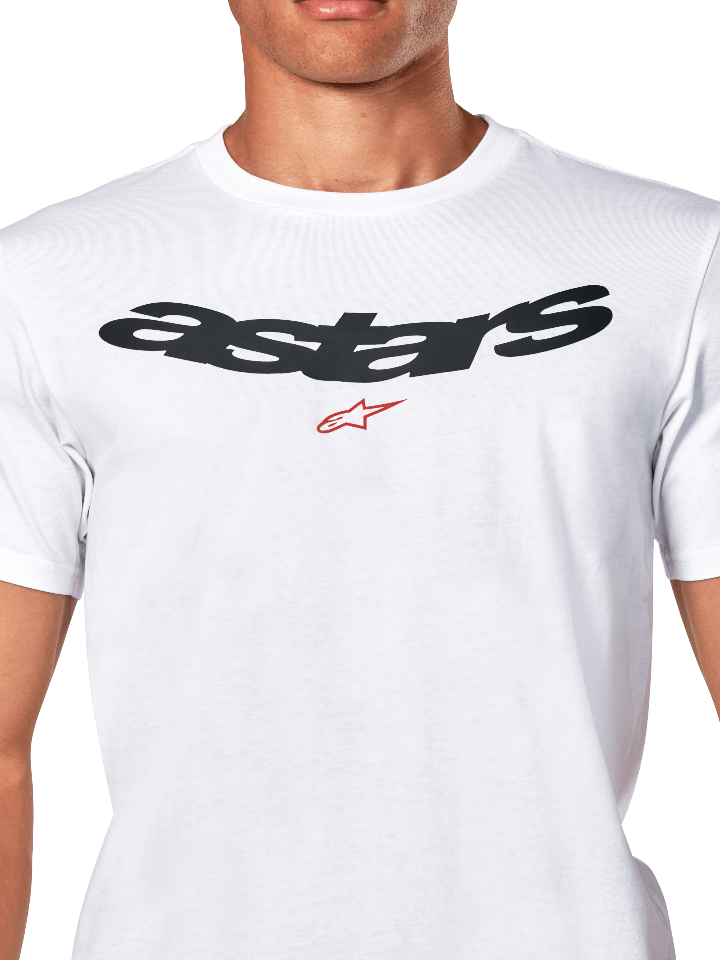 Alpinestars Elliptic CSF Tee, t-shirt à manches courtes, blanc, logo Arched Astars noir avec symbole rouge sur la poitrine, sportswear décontracté
