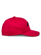 Alpinestars Arcstars pet, rood, zijaanzicht, gestructureerde baseballcap met gebogen klep, stretch twill materiaal, zwart 3D-borduurwerk, casual sportkleding