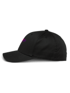 Alpinestars Setting pet, zwart, zijaanzicht, gebogen klep met gestructureerde kroon, paars 3D gradatie borduurlogo, casual baseballpet van stretch keperstof
