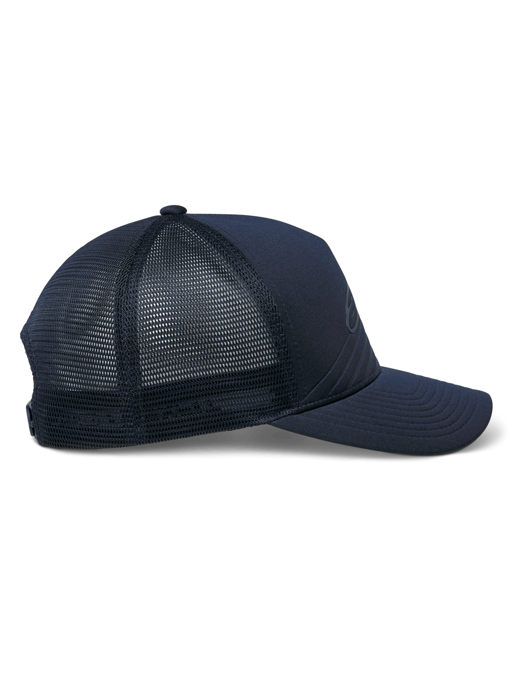 Alpinestars Delane pet, sportswear pet, marineblauw, zijaanzicht met diamond mesh achterkant en jersey voorkant, gebogen klep, gestructureerde kroon