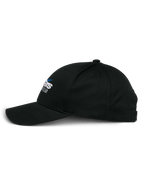 Casquette Profile Alpinestars, casquette Snapback, noir, vue de profil latéral, couronne structurée avec visière courbée, logo Alpinestars brodé, couvre-chef décontracté inspiré du sport automobile