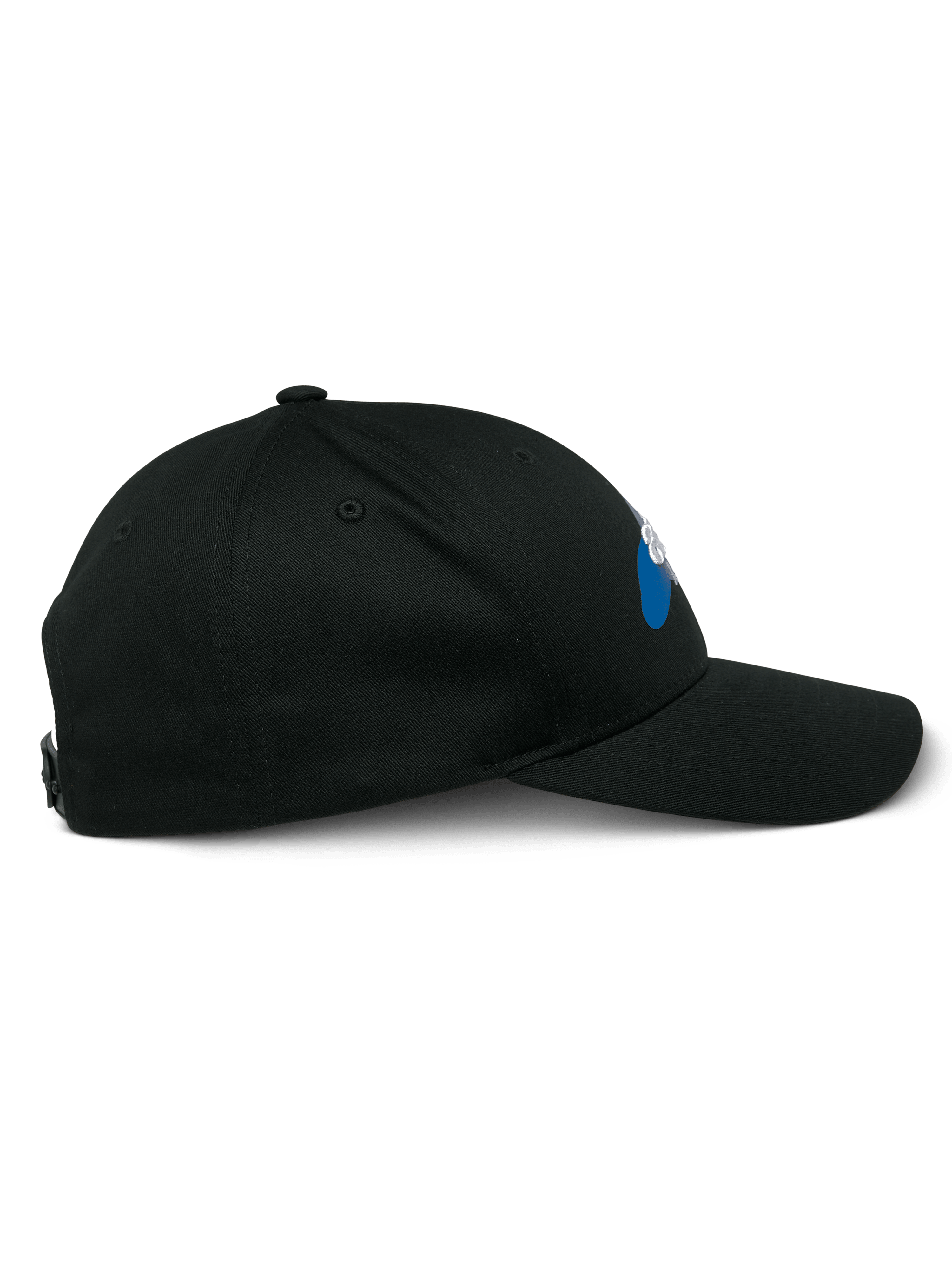 Casquette Profile Alpinestars, vue de côté, noir, visière courbée avec couronne structurée, fermeture à pression, couvre-chef décontracté inspiré du sport automobile