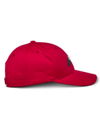 Alpinestars Profile pet, rood, zijaanzicht, baseballpet met gestructureerde kroon en gebogen klep, katoenen keperstof, casual motorsport-geïnspireerde pet