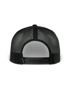 Alpinestars Orion Trucker Pet, achteraanzicht, marineblauw en zwart, voorzien van zwart poly mesh en snapback-sluiting, casual door motorsport geïnspireerde pet