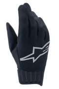Alpinestars A-Dura Rain Gloves, gants de VTT imperméables, noirs, grand logo étoile Alpinestars gris, poignets en néoprène côtelé, construction en tissu lisse pour le cyclisme par tous les temps